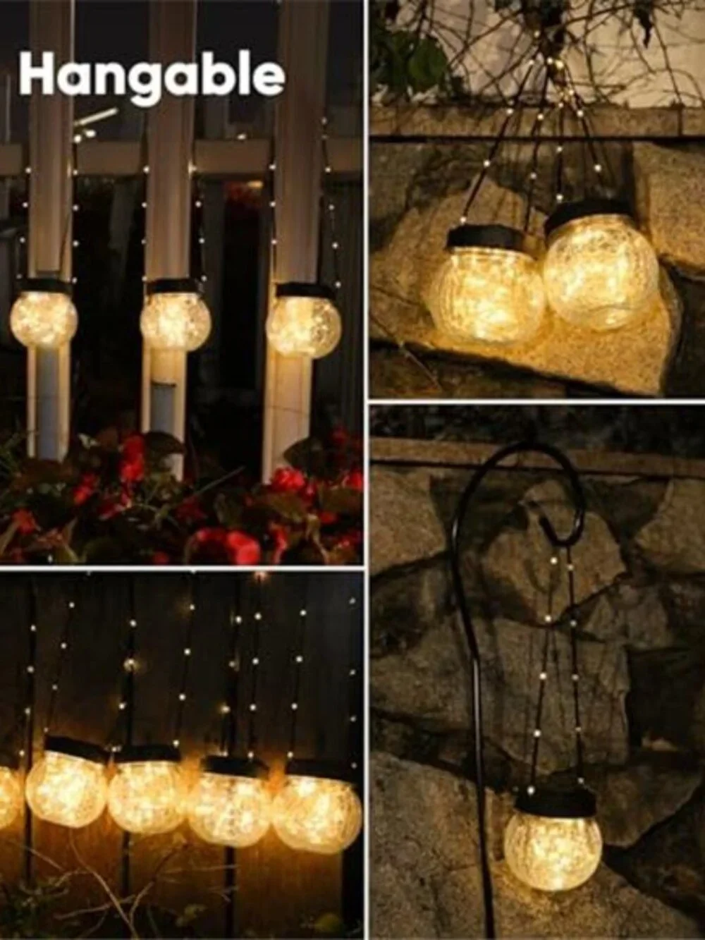 Solar Lantern Outdoor Hanging Light Waterproof LED Garden Patio Yard Decor